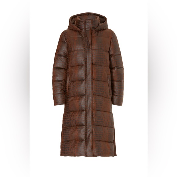 Unreal Fur Croc Illusion Long Puffer Coat - Large - Picture 5 of 5